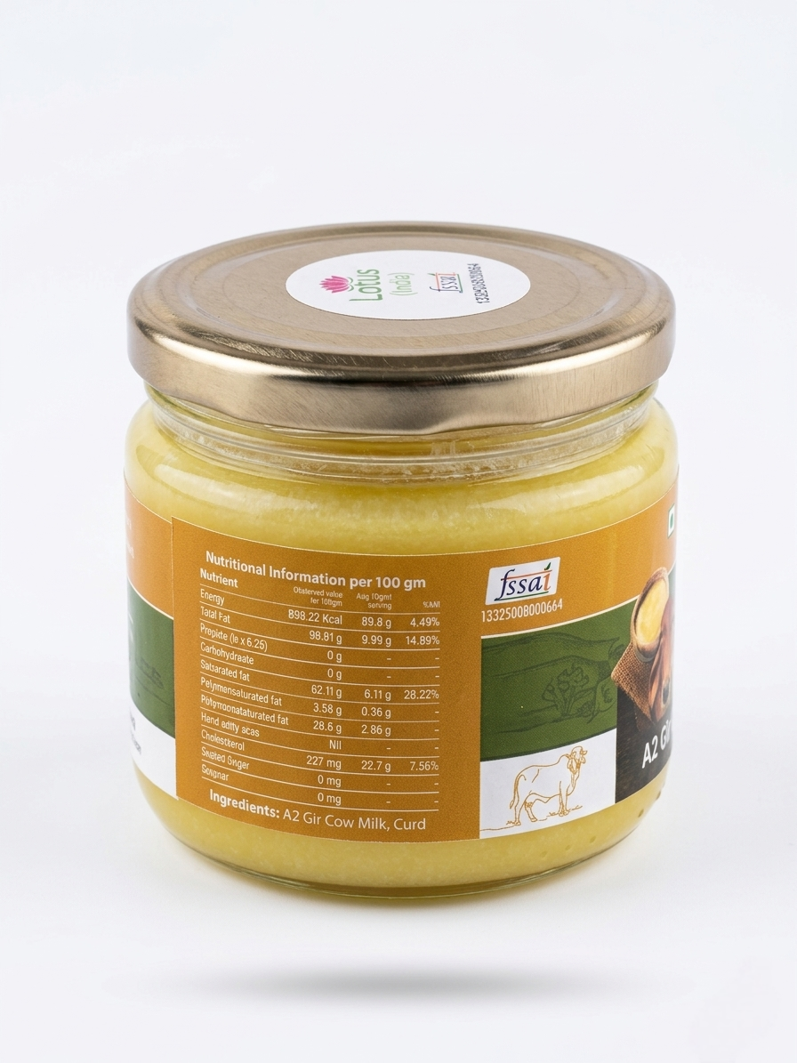 Lotus (India) A2 Gir Cow Ghee | Bilona Method | Pure Desi Cow Ghee | Made from Gir Cow Milk | Rich Aroma & Traditional Taste | 250ml/500ml / 1L