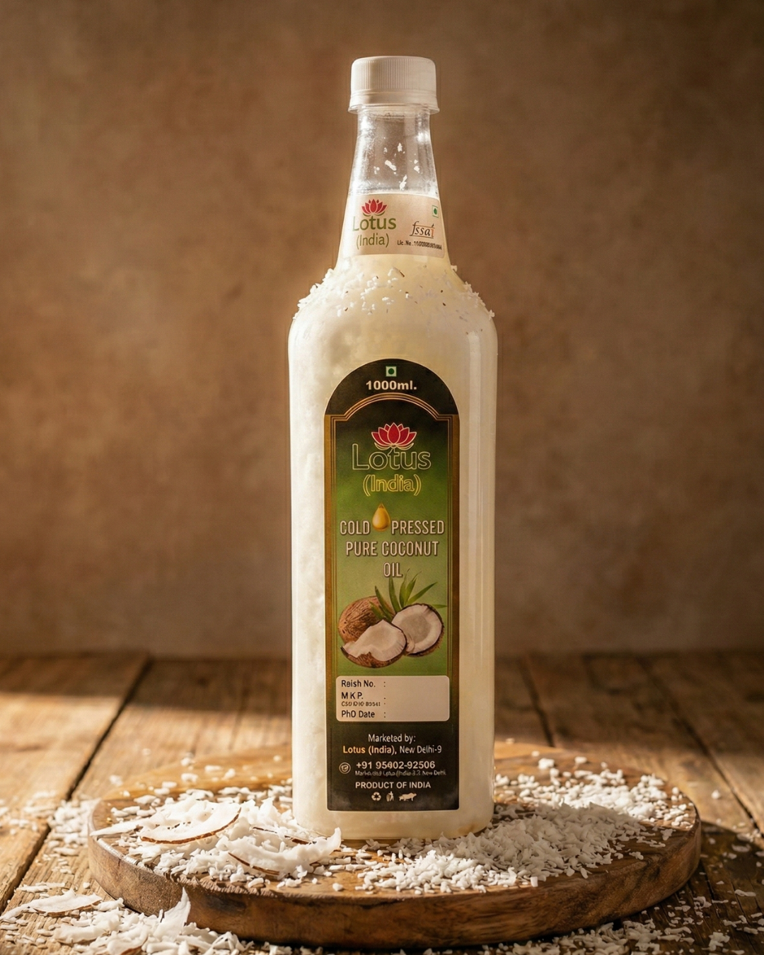 Lotus (India) 100% Pure Cold Pressed Coconut Oil | Unrefined & Chemical Free | Virgin Coconut Oil | For Cooking, Hair & Skin Care | 1000ml