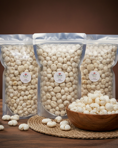Lotus (India) Premium Makhana (Fox Nuts) | Phool Makhana | Fresh & Crunchy | Healthy Roasted Snack | Ideal for Fasting & Daily Snacking | 200gm