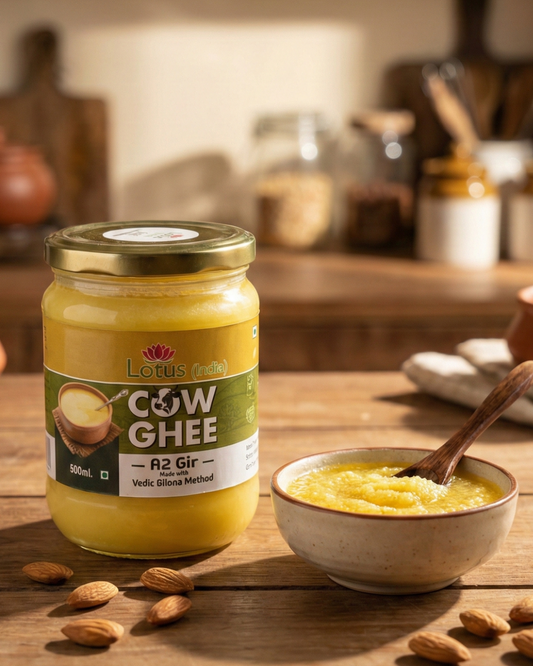 Lotus (India) A2 Gir Cow Ghee | Bilona Method | Pure Desi Cow Ghee | Made from Gir Cow Milk | Rich Aroma & Traditional Taste | 250ml/500ml / 1L