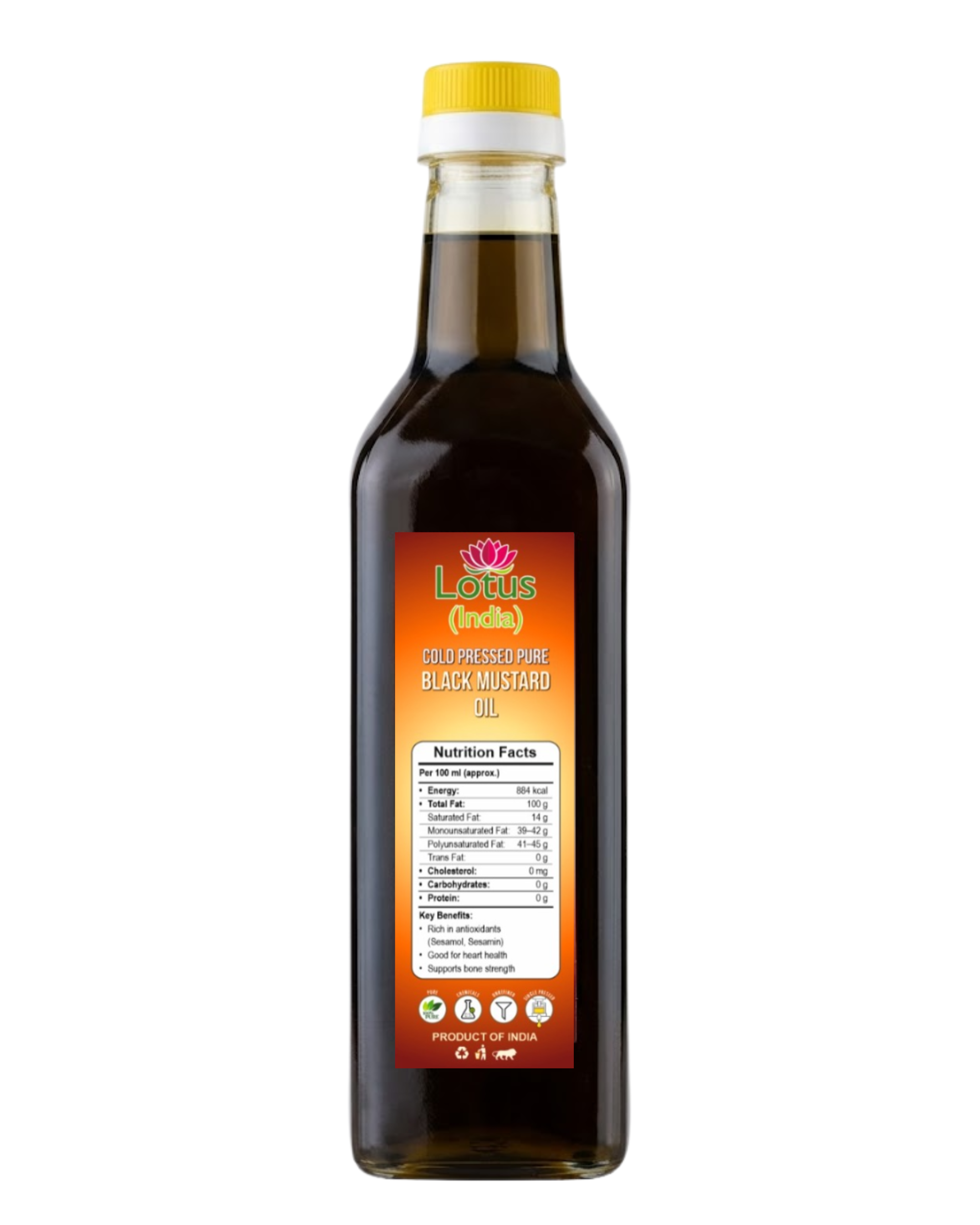 Lotus (India) 100% Pure Cold Pressed Black Mustard Oil | Kachi Ghani | Unrefined & Chemical Free | Strong Aroma | Ideal for Cooking & Pickles | 1000ml
