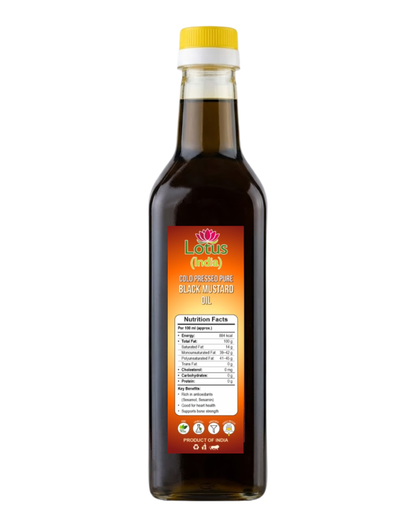 Lotus (India) 100% Pure Cold Pressed Black Mustard Oil | Kachi Ghani | Unrefined & Chemical Free | Strong Aroma | Ideal for Cooking & Pickles | 1000ml
