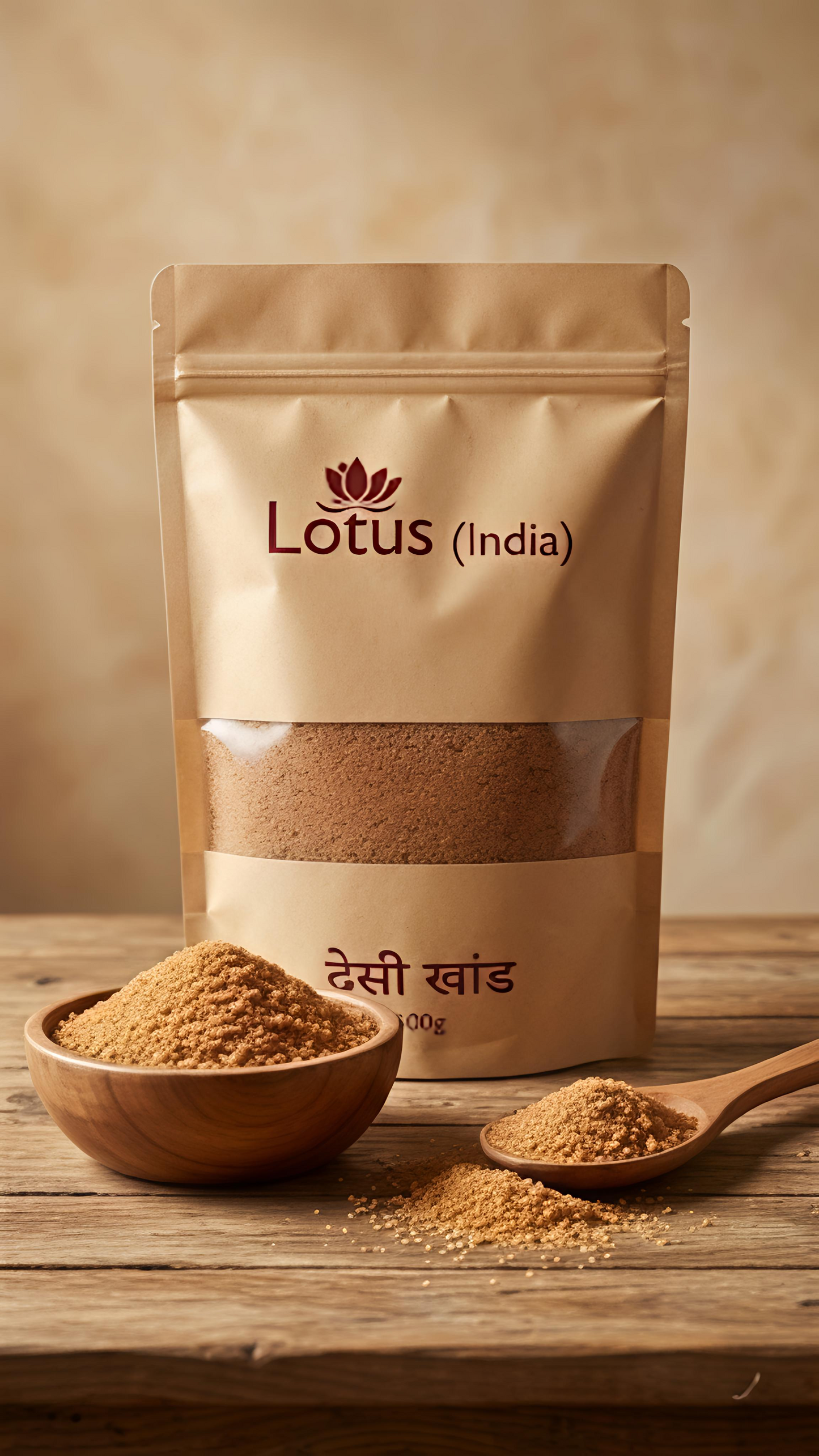 Lotus (India) Desi Khand (Brown Sugar) | Unrefined & Natural | Chemical-Free Traditional Sugar | Rich Caramel Flavor | 500g