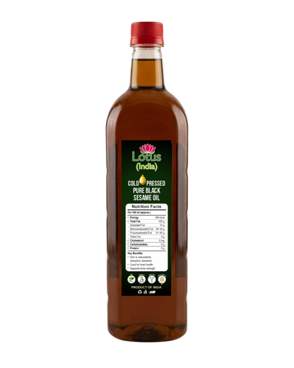 Lotus (India) 100% Pure Cold Pressed Black Sesame Oil | Unrefined & Chemical Free | Rich in Natural Antioxidants | Multi-Purpose Cooking Oil | 1000ml