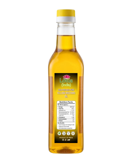 Lotus (India) 100% Pure Cold Pressed Yellow Mustard Oil | Unrefined & Chemical Free | Kachi Ghani Mustard Oil | Rich Aroma | Ideal for Cooking & Pickles | 1000ml